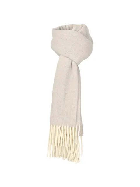 Gran Sasso herringbone-pattern fringed scarf
