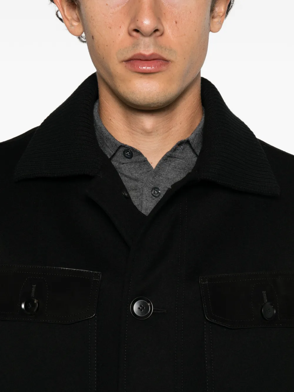 Brioni Sahariana button-up jacket Zwart