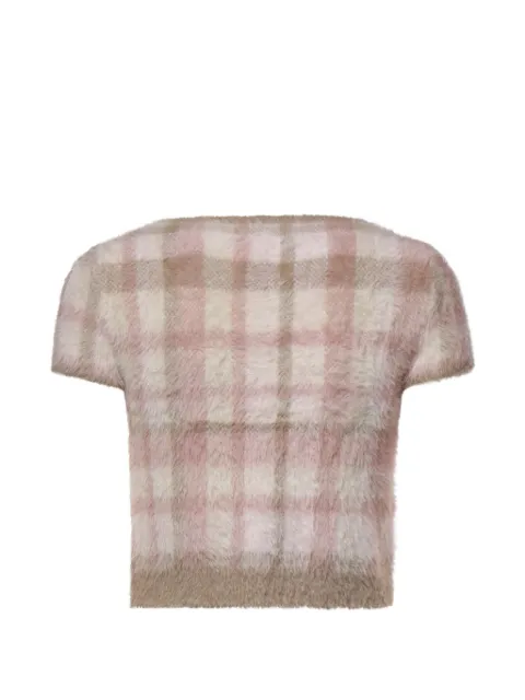 For Love And Lemons checked V-neck knit top
