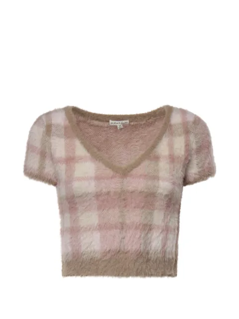 For Love And Lemons checked V-neck knit top