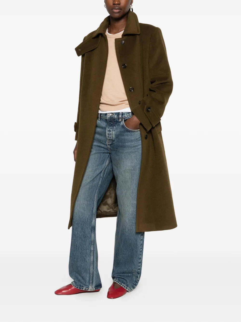 Tagliatore Bethany notched-lapel coat Groen