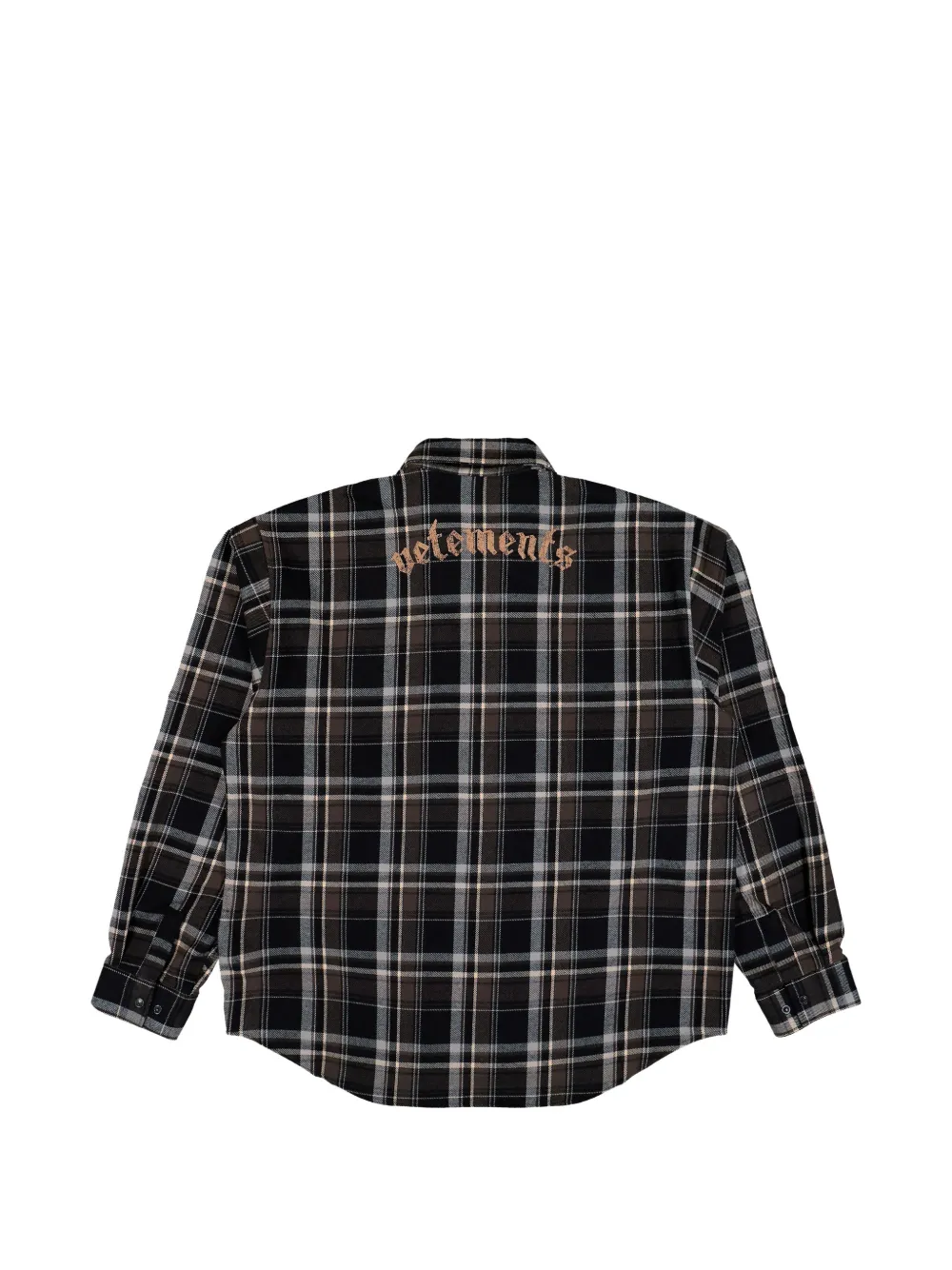 VETEMENTS Biker zip-up flannel shirt Zwart