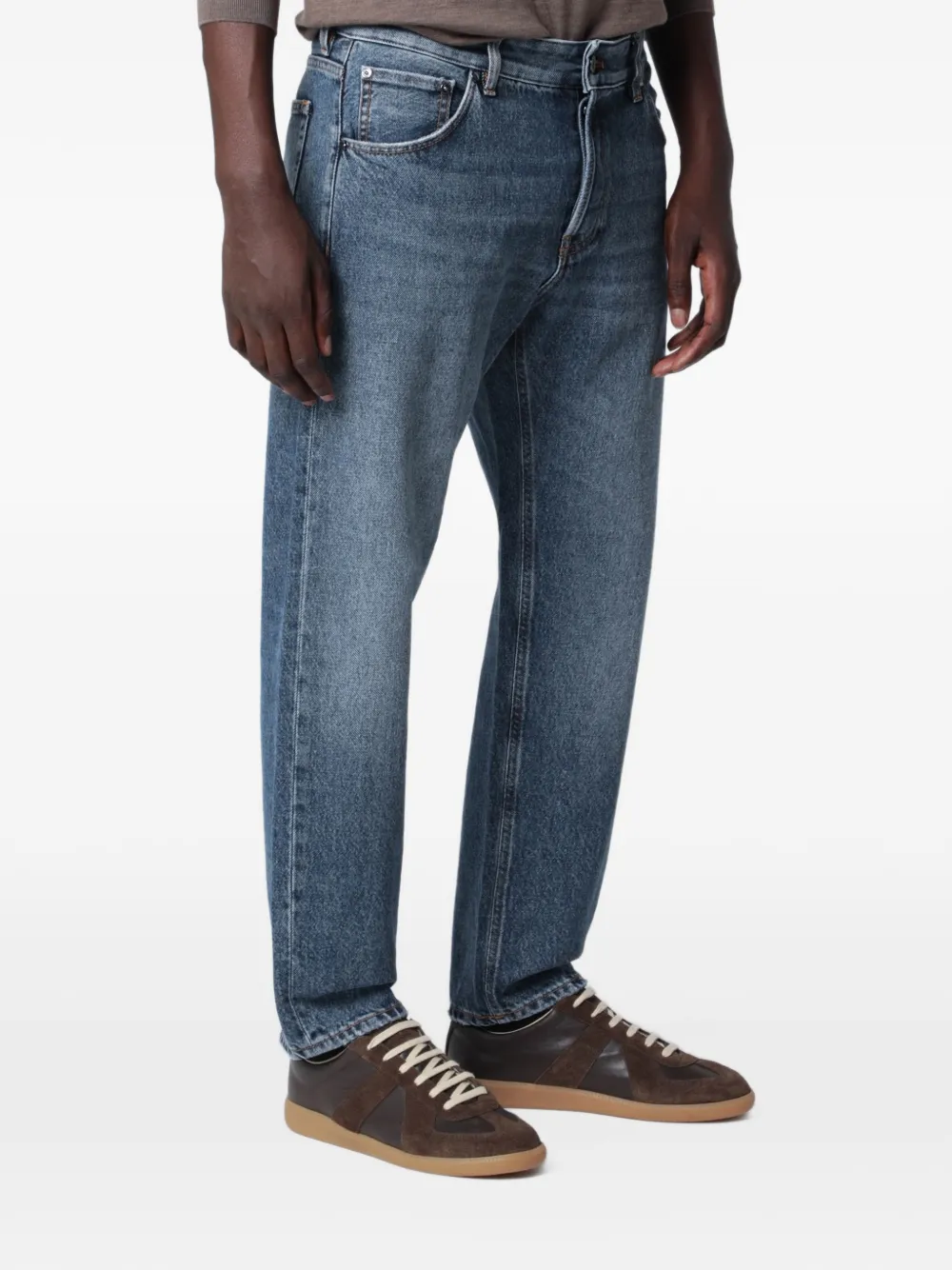 PT Torino whiskering-effect straight-leg jeans Blauw