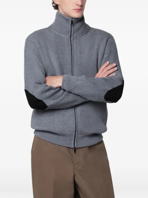 Roberto Collina ribbed-knit elbow-patch cardigan