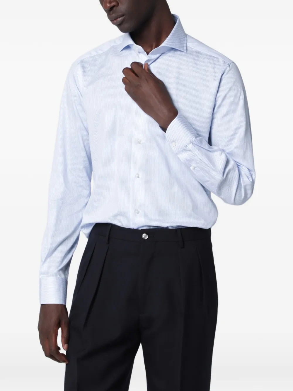 Xacus striped long-sleeve shirt Blauw