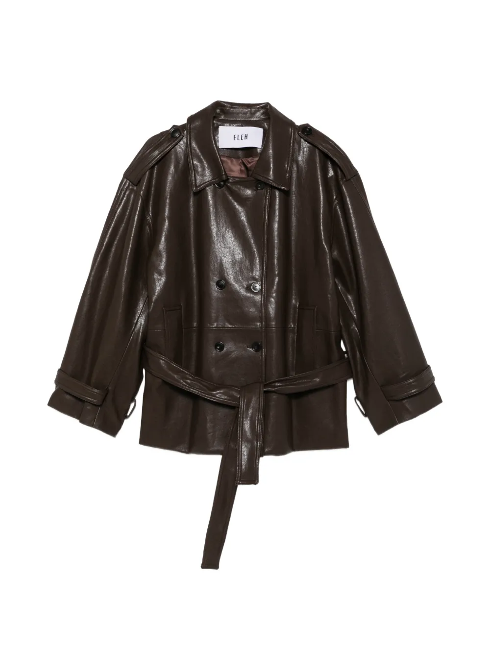 Eleh double-breasted belted jacket - Braun