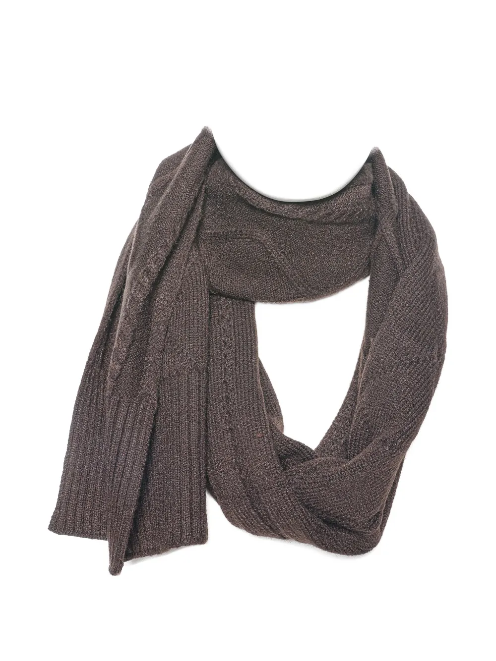 Armani Exchange cable-knit ribbed scarf - Braun