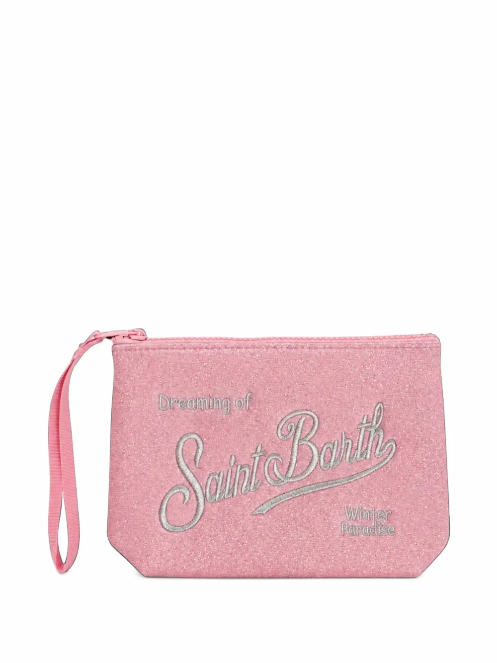 MC2 Saint Barth Aline glitter-effect embroidered clutch bag Roze