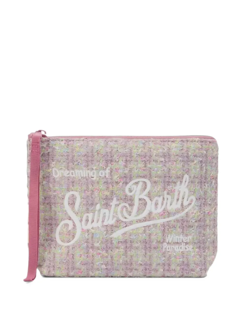 MC2 Saint Barth Aline tweed clutch met borduurwerk Beige
