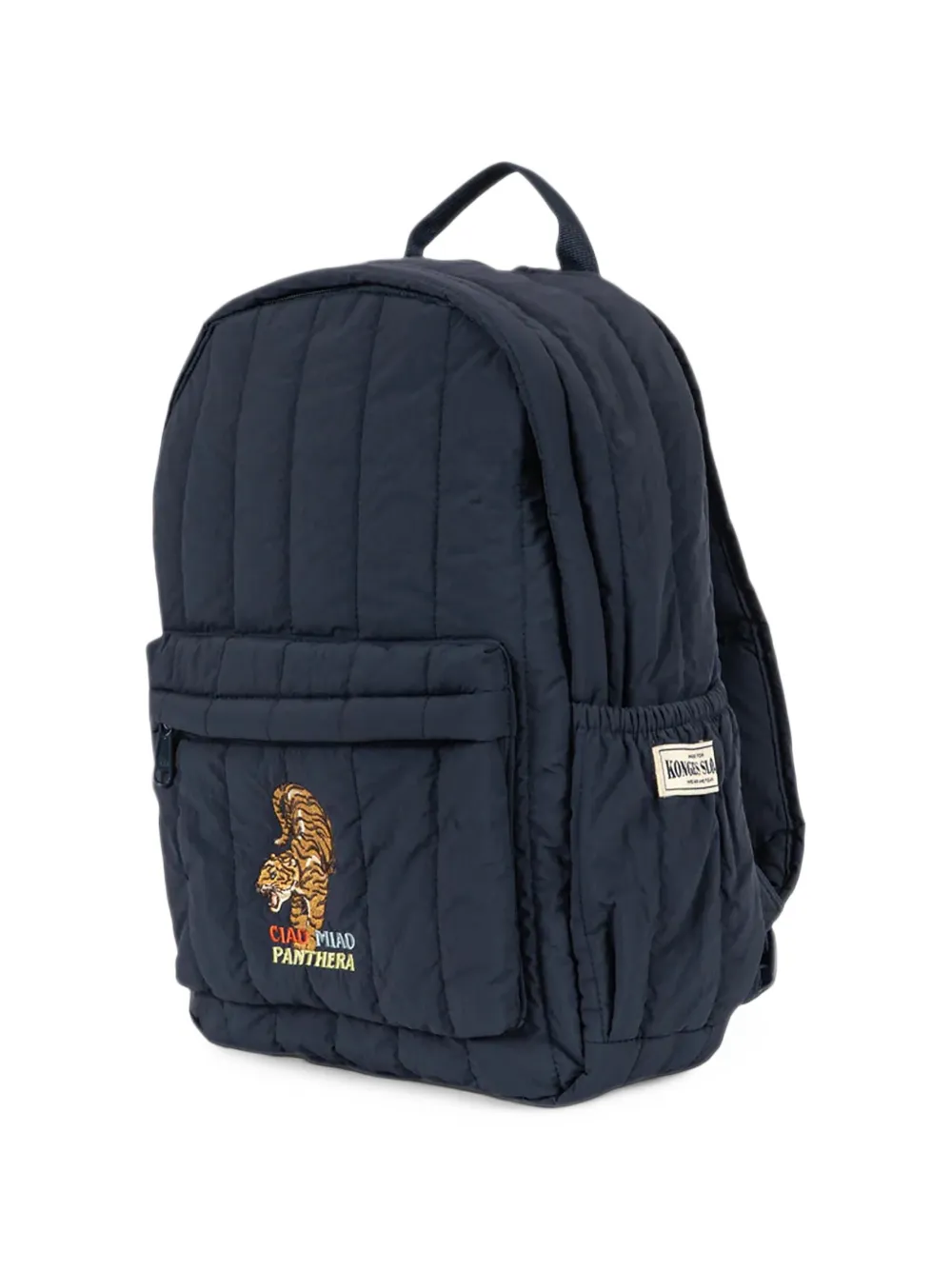 Konges Sløjd Juno quilted tiger-embroidered backpack Blauw