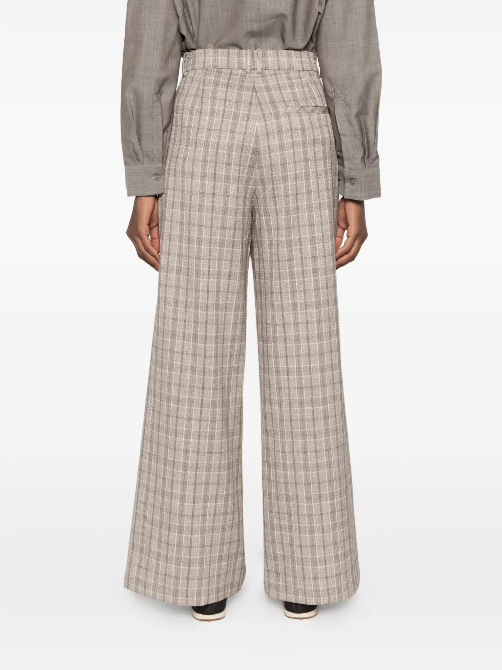 Eleh check pleated trousers Beige