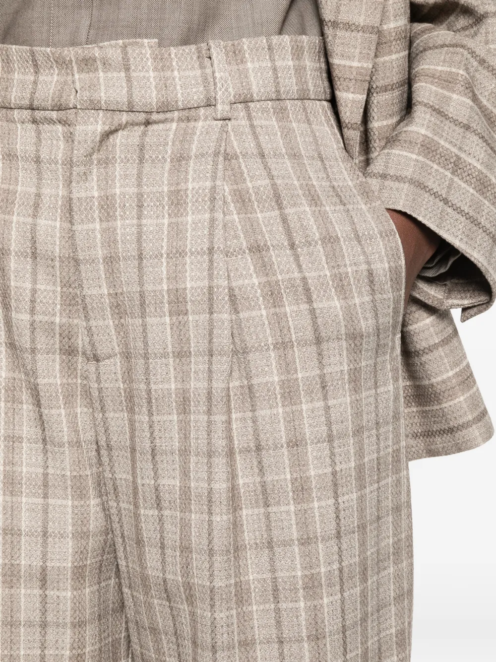 Eleh check pleated trousers Beige