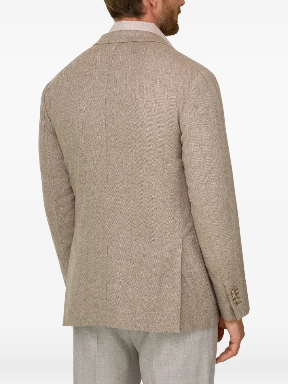 Boggi Milano herringbone cashmere wool blazer Beige