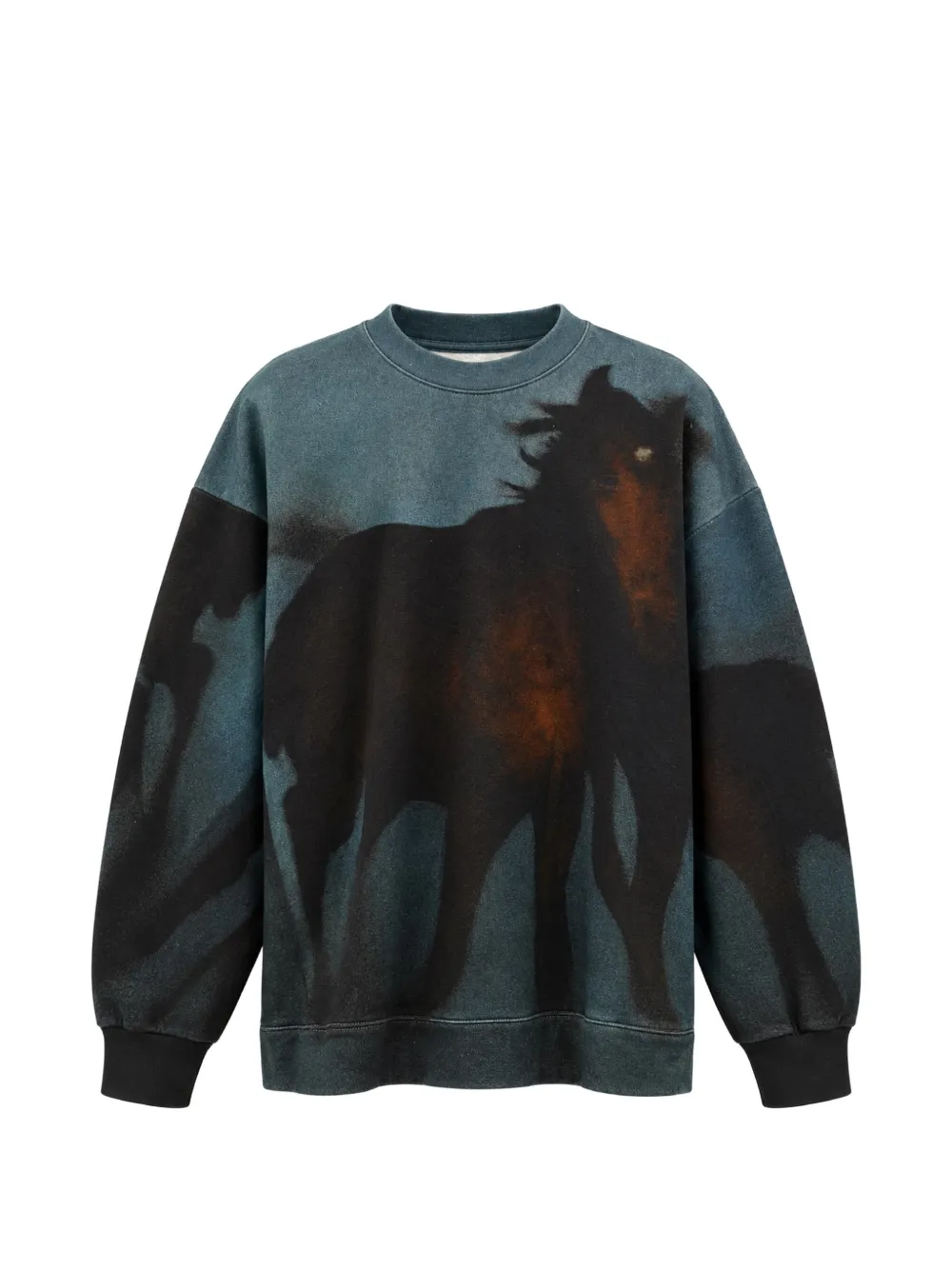 Anntian horse-print crew-neck sweatshirt - Bleu