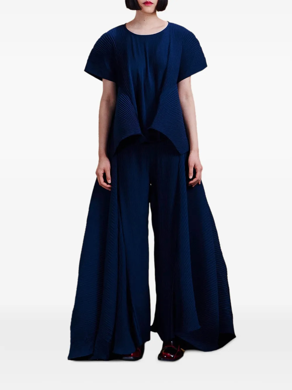 Henrik Vibskov Wrist Plisse gelaagde broek Blauw