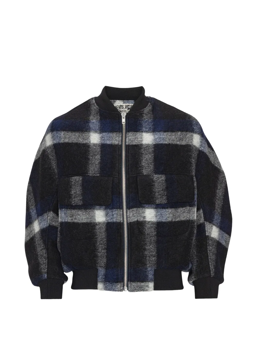 Henrik Vibskov Merry checked bomber jacket Zwart