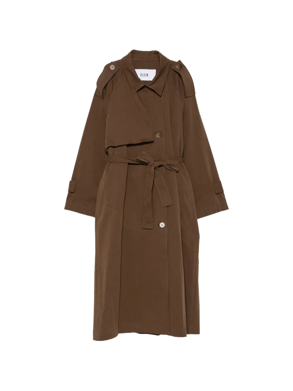 Eleh belted storm-flap trench coat - Braun
