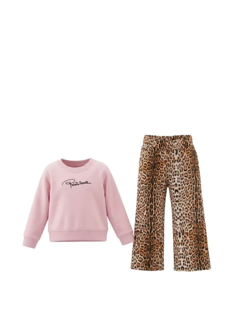 Roberto Cavalli logo-embroidered leopard-print tracksuit
