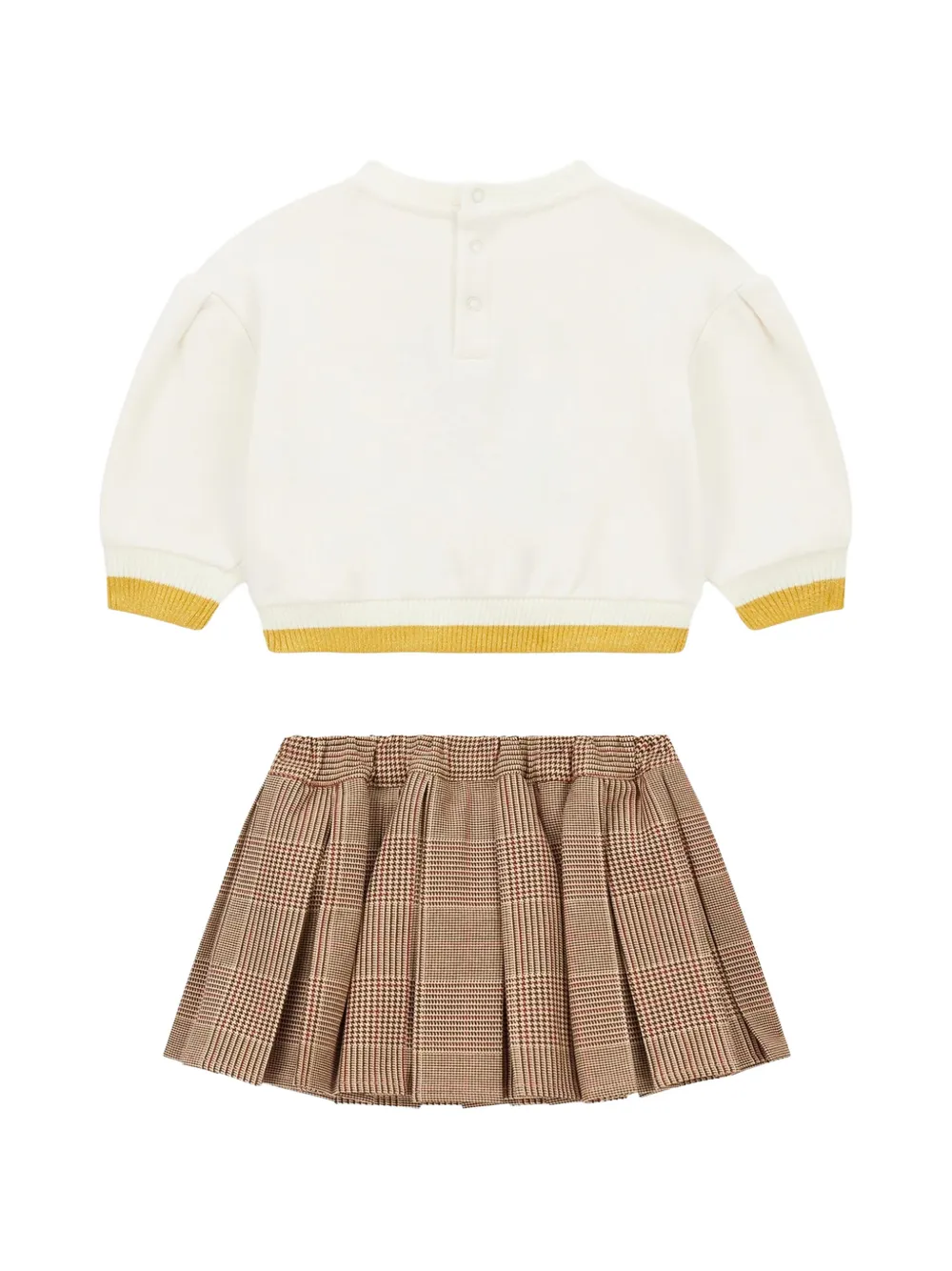 guess kids teddy-motif pleated skirt set Beige