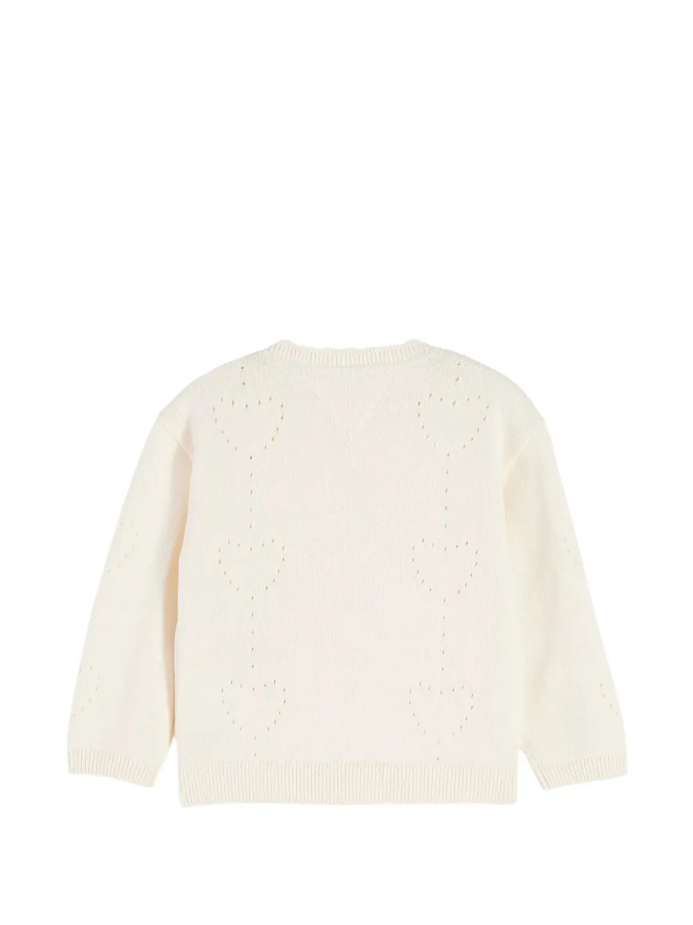 Tommy Hilfiger Junior heart-pointelle scalloped-trim cardigan Beige