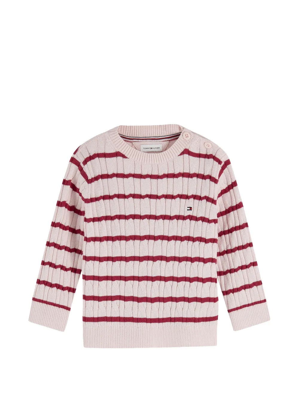 Tommy Hilfiger Junior Flag cable-knit sweater Roze