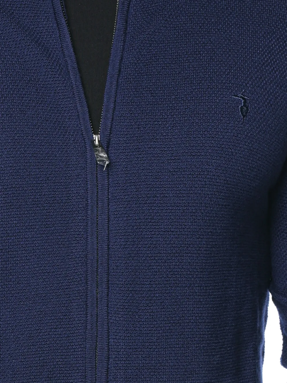 Trussardi zip-up piqué-knit cardigan Blauw