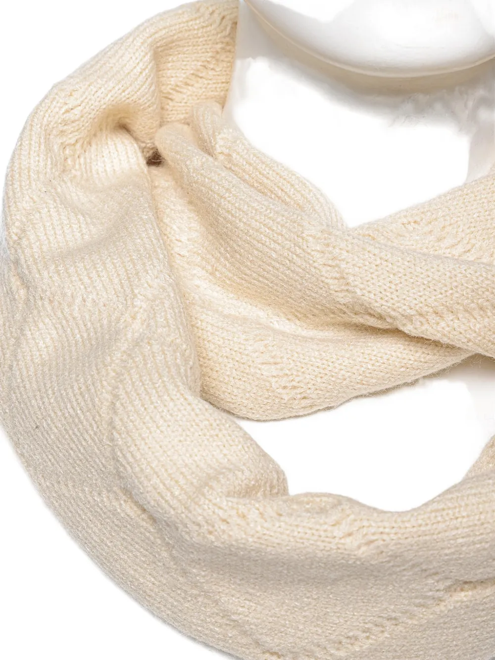 Armani Exchange cable-knit snood scarf Beige