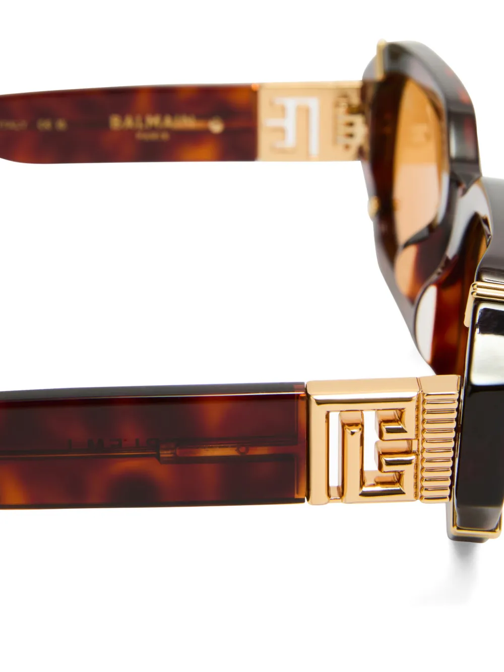 Balmain Eyewear geometric-frame tortoiseshell-effect sunglasses Bruin