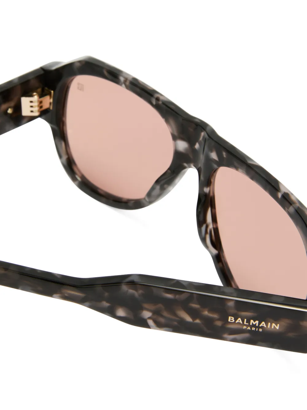 Balmain Eyewear tortoiseshell-effect pilot-frame sunglasses Grijs