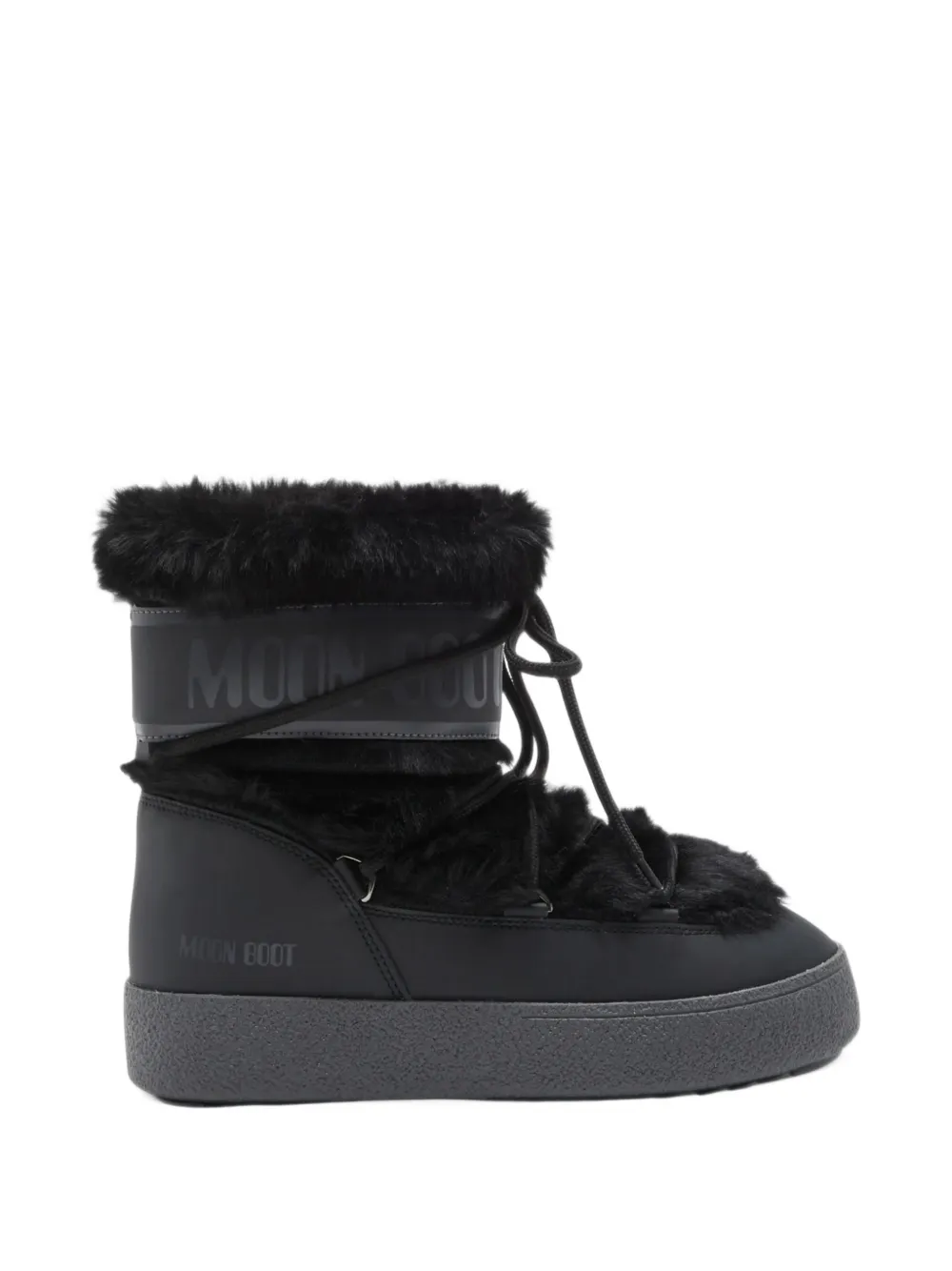 Moon Boot LTrack Low black faux-fur boots - Schwarz