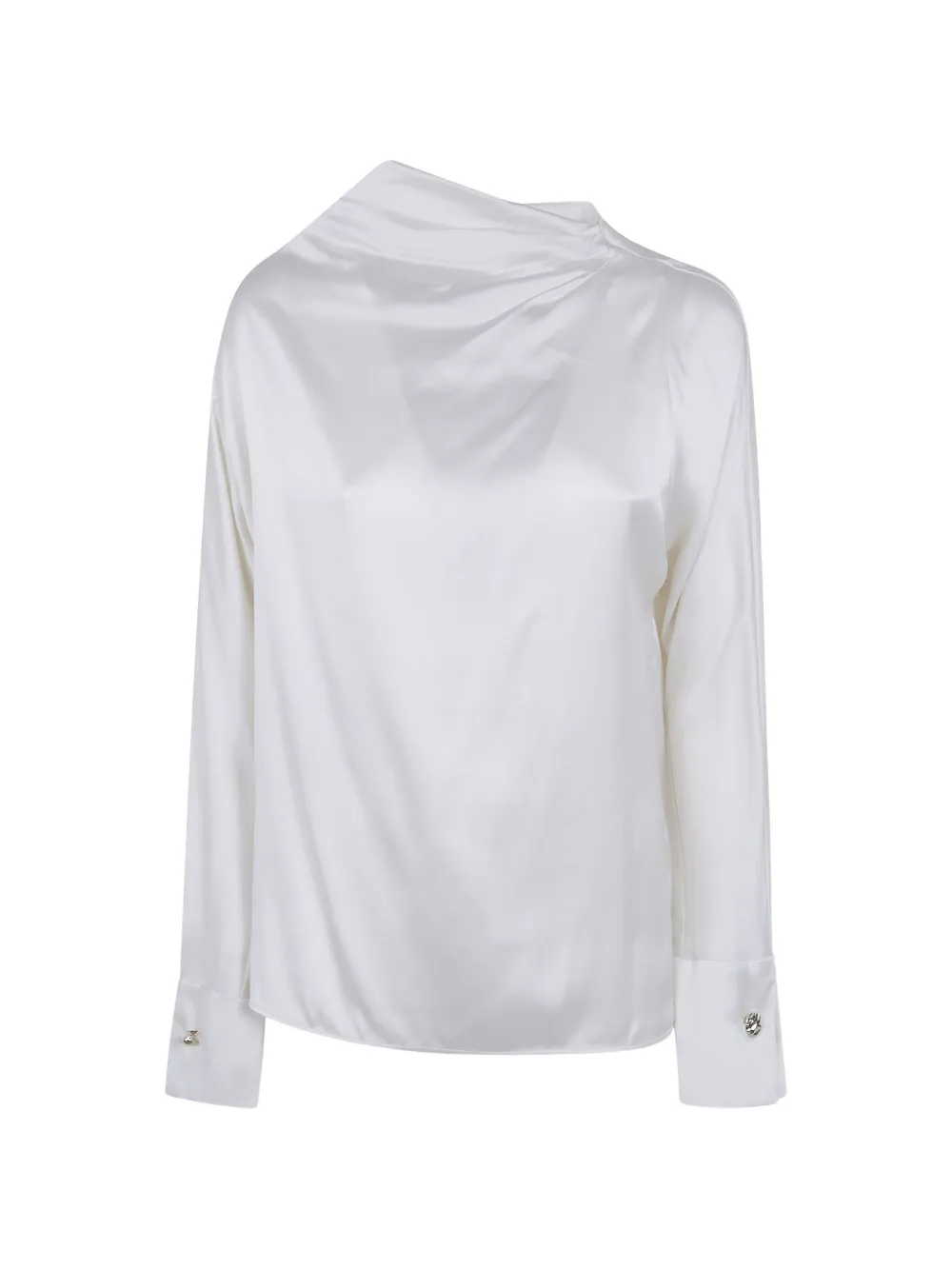 Max Mara draped-neck silk shirt - Bianco