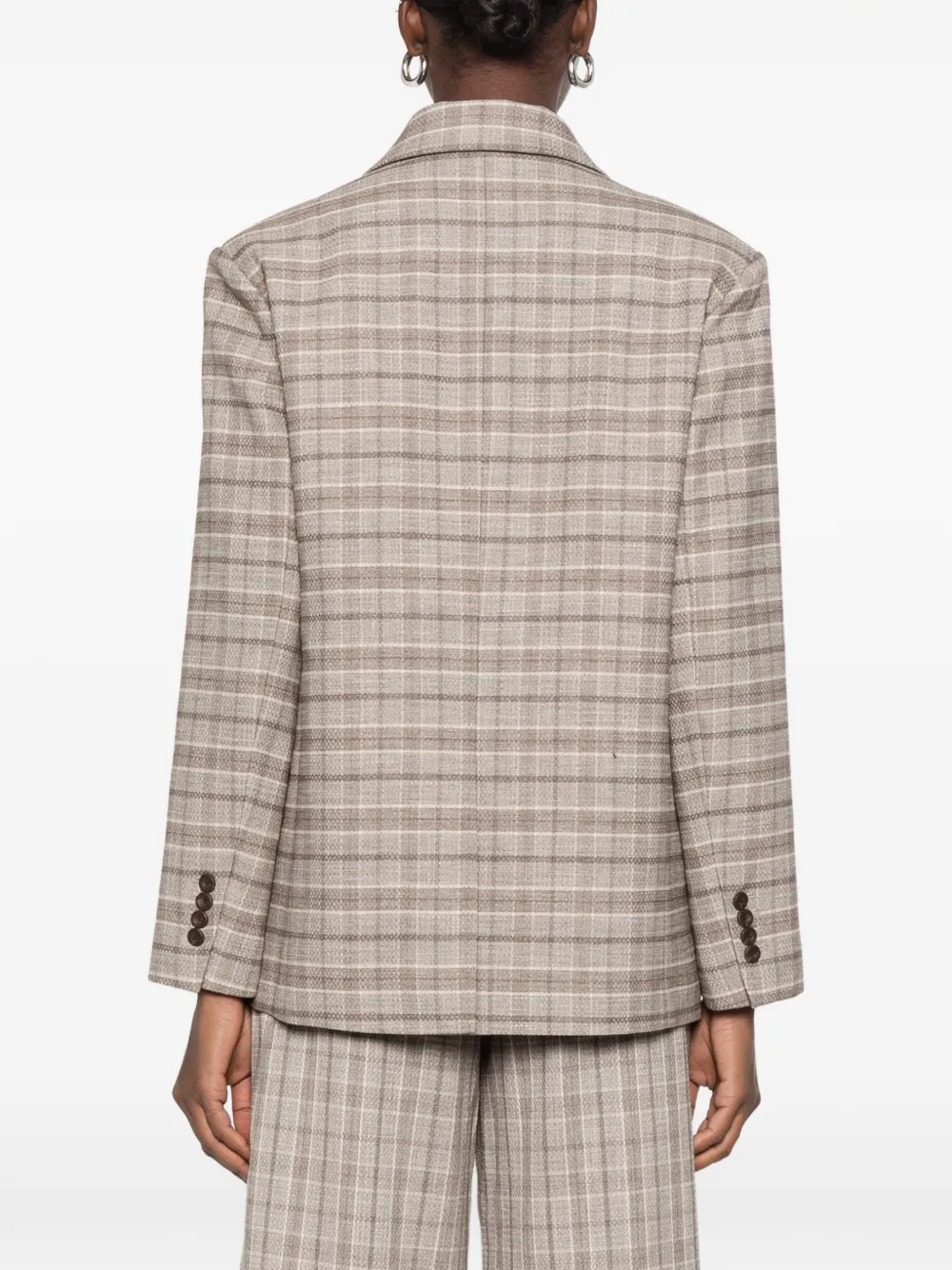 Eleh check double-breasted blazer Beige