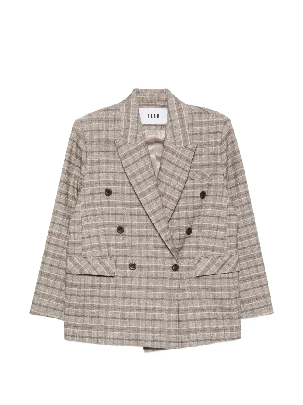 Eleh check double-breasted blazer - Nude