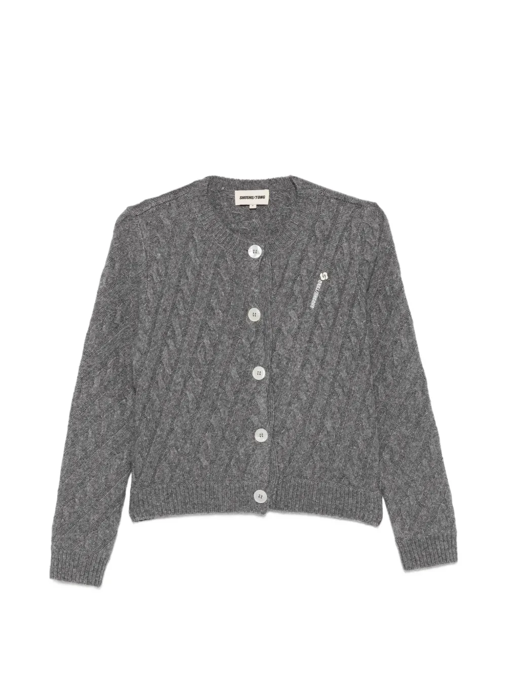 SHUSHU/TONG cable-knit button-up cardigan - Grigio