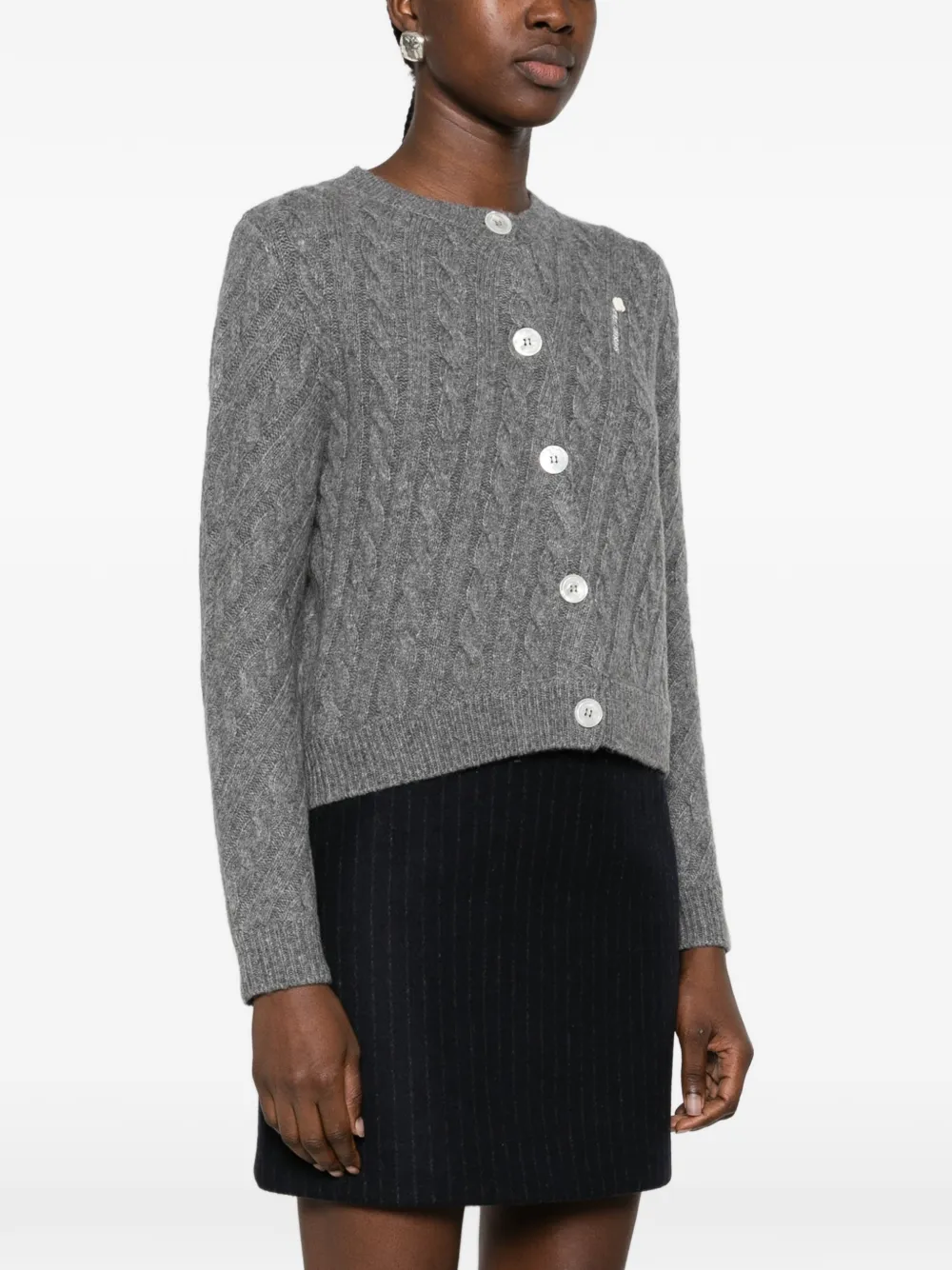SHUSHU TONG cable-knit button-up cardigan Grijs