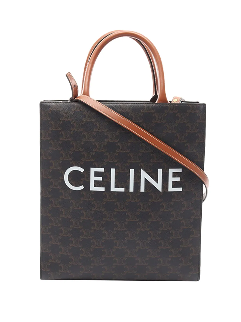 Celine Pre-Owned 2010-2026 Small Triomphe Coated Canvas Vertical Cabas Tote satchel - Marrone