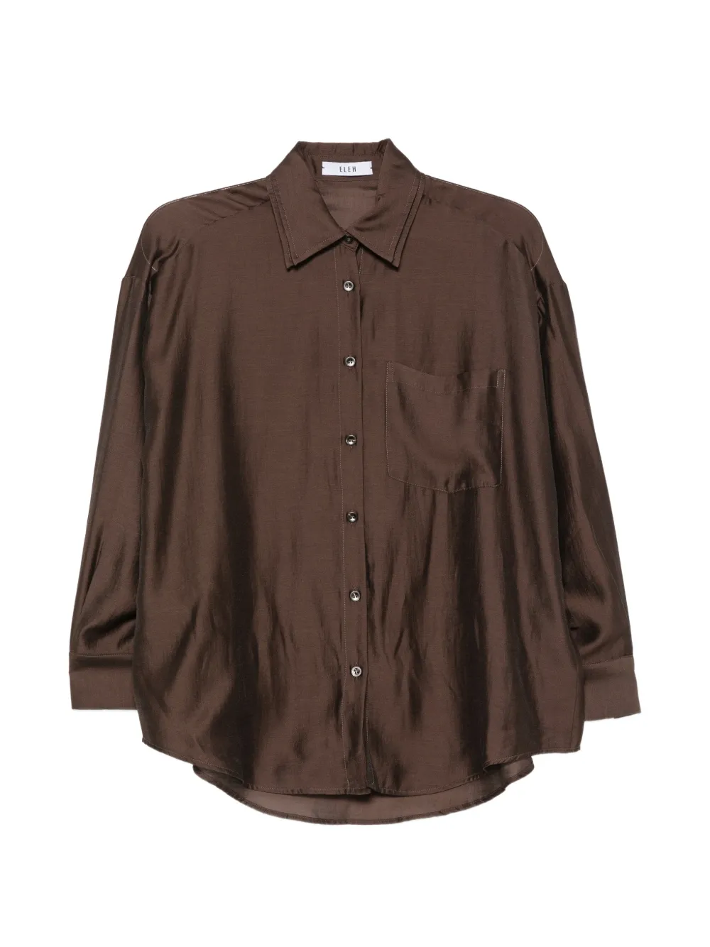 Eleh satin-finish button-down shirt - Braun