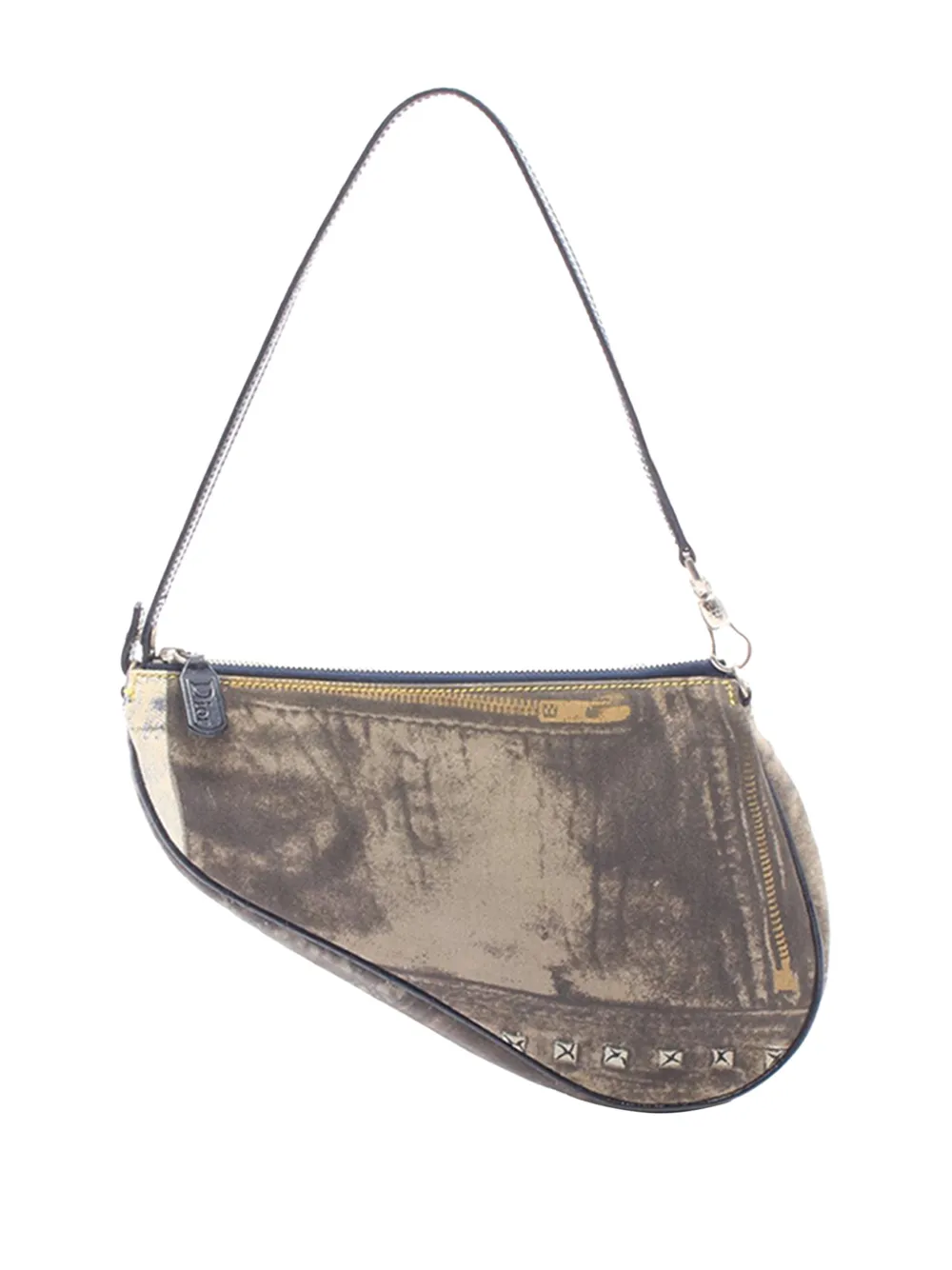 Christian Dior Pre-Owned 20th Century Mini Canvas Denim Print Saddle Pochette shoulder bag - Blau