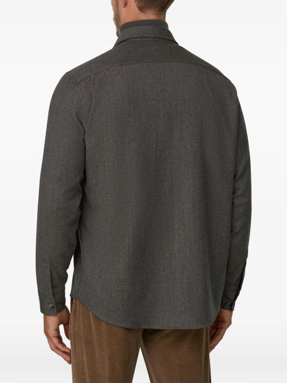 Boggi Milano overshirt in mélange wool flannel Grijs