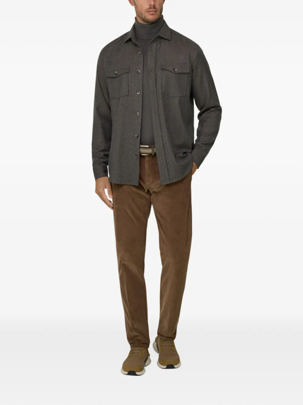 Boggi Milano overshirt in mélange wool flannel Grijs