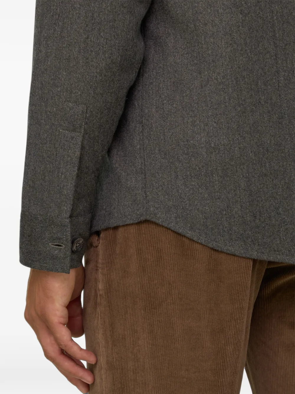 Boggi Milano overshirt in mélange wool flannel Grijs