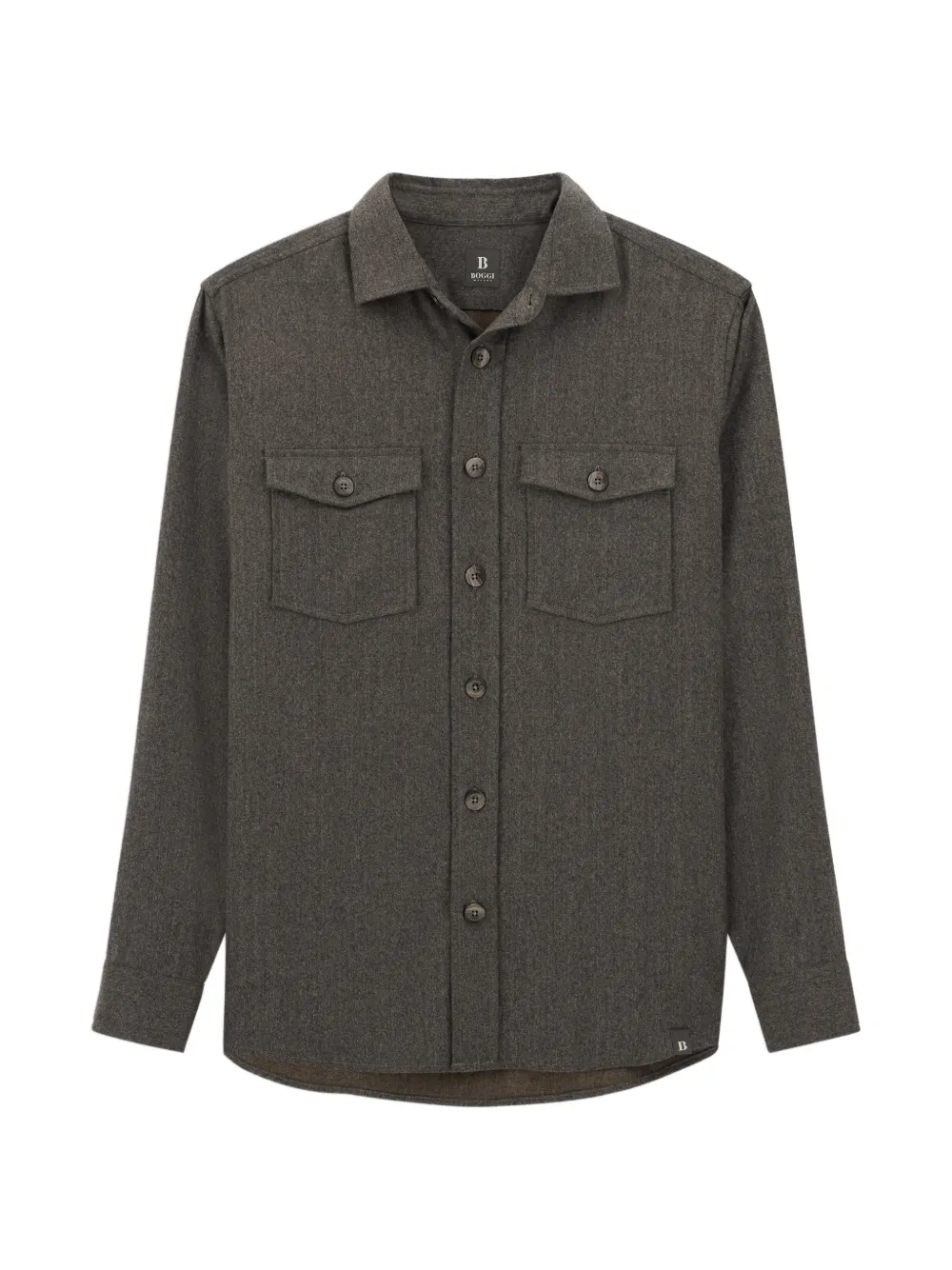 Boggi Milano overshirt in mélange wool flannel - Grigio