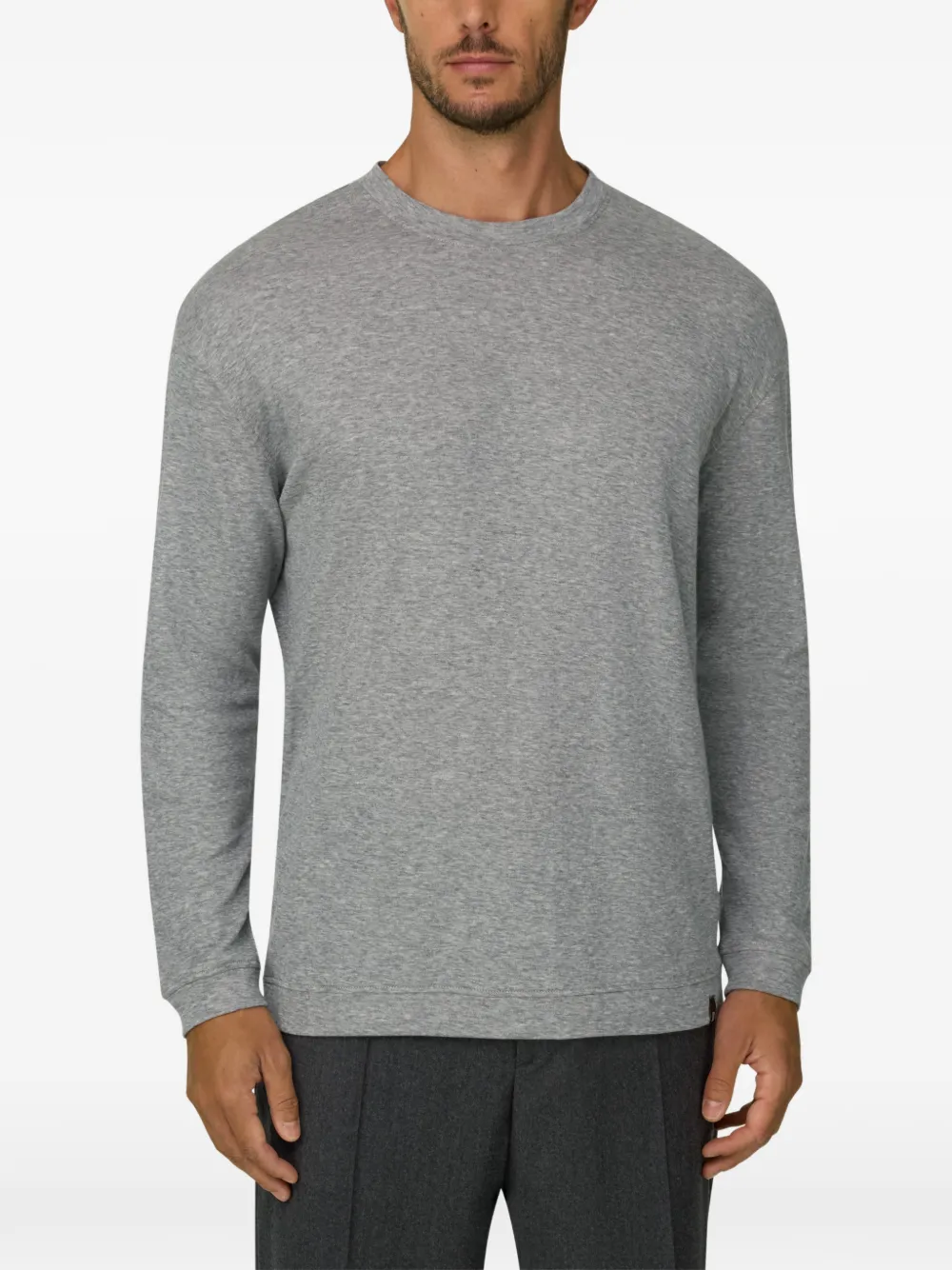 Boggi Milano T-shirt in cotton and cashmere mélange jersey Grijs