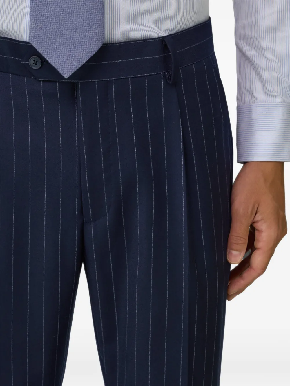Boggi Milano suit pinstripe wool Blauw