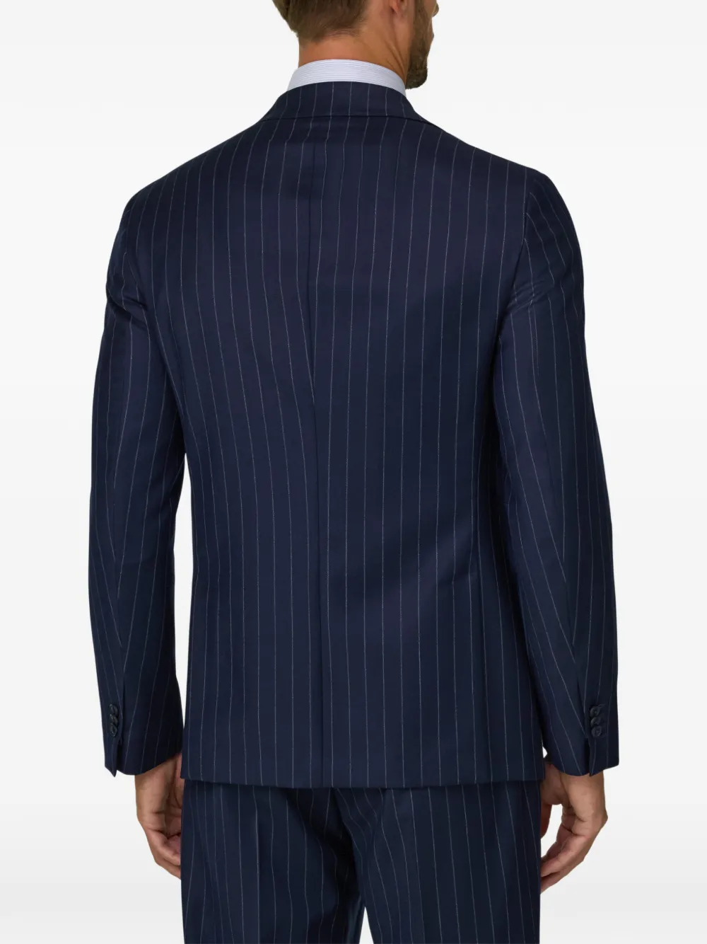 Boggi Milano suit pinstripe wool Blauw