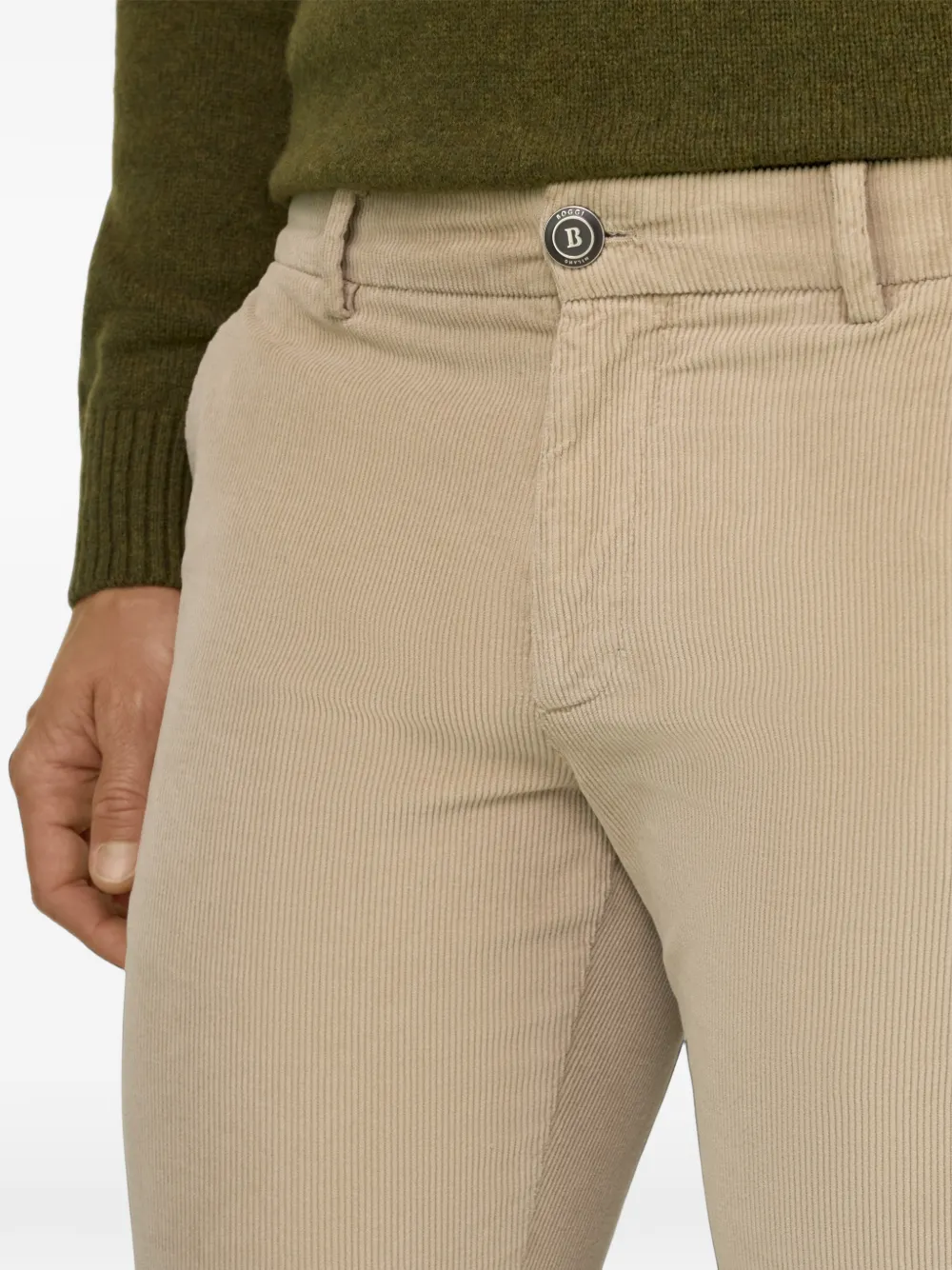 Boggi Milano stretch velvet trousers Beige