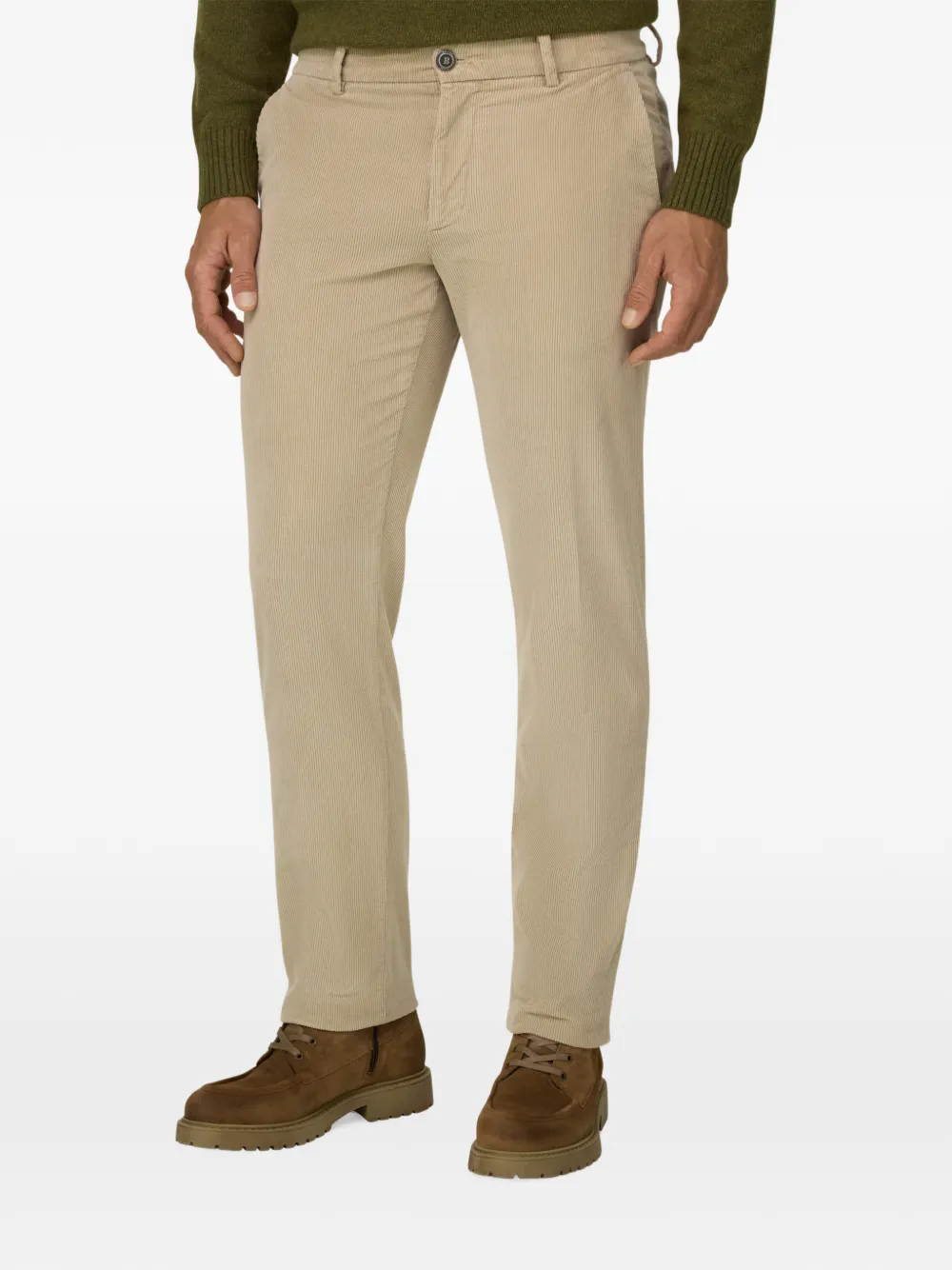 Boggi Milano stretch velvet trousers Beige