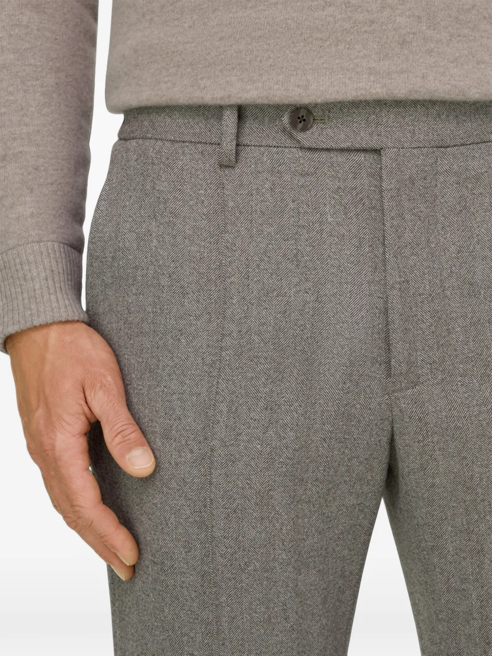 Boggi Milano trousers in herringbone flannel Grijs