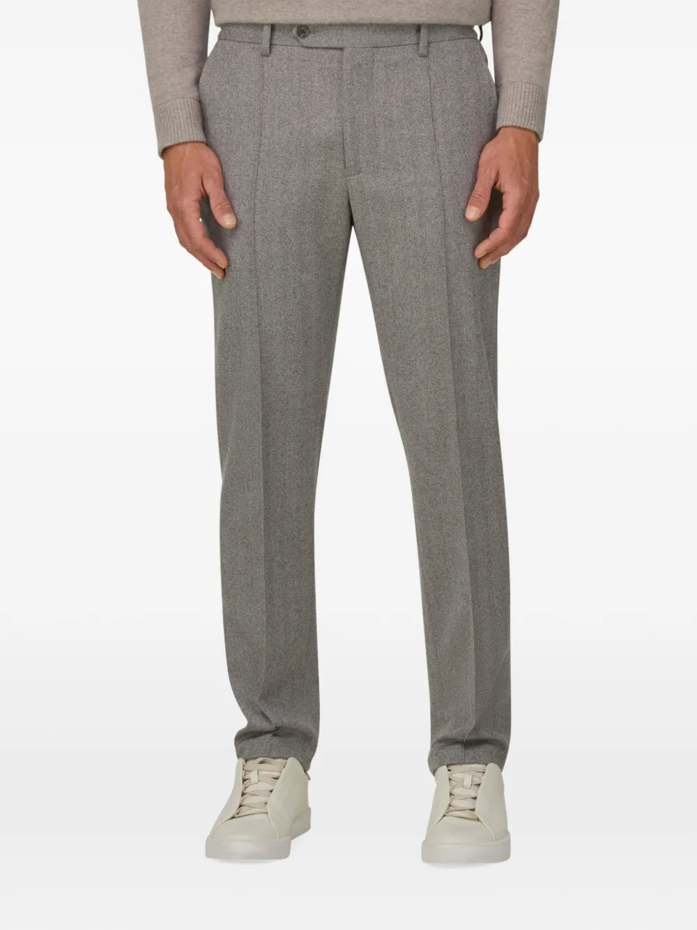 Boggi Milano trousers in herringbone flannel Grijs