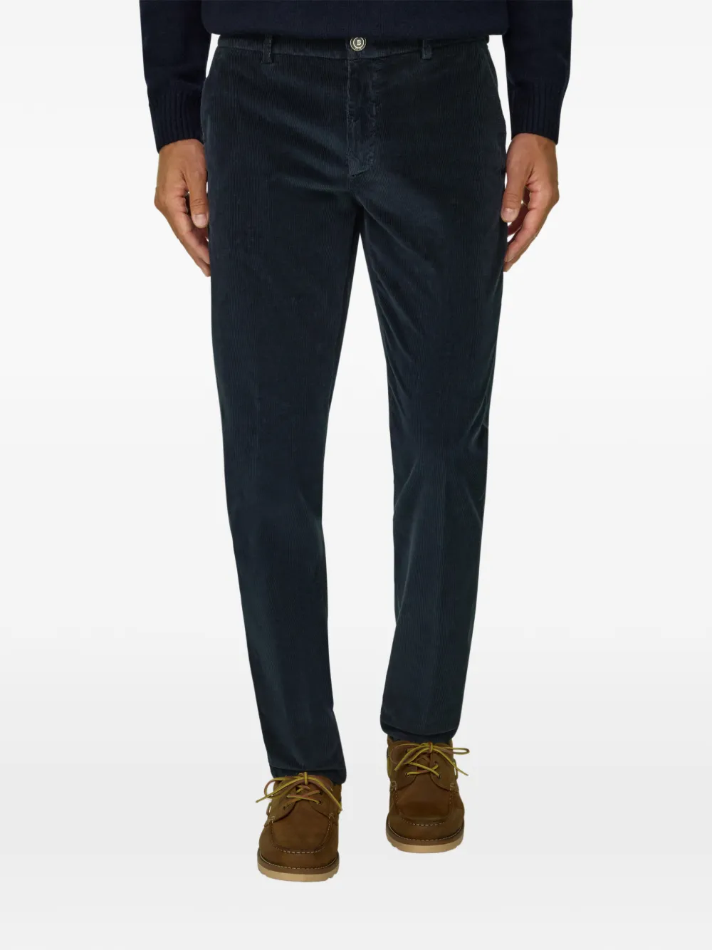 Boggi Milano stretch velvet trousers Blauw